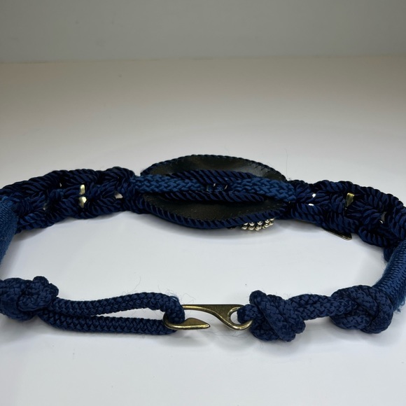 Designer unknown navy passiementerie twisted cord belt with silver charms. - Picture 4 of 4